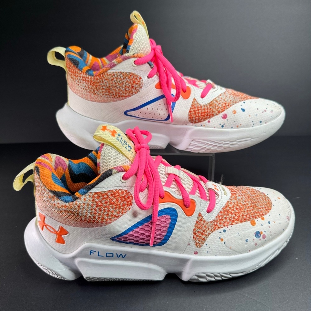 Under Armour Women's White Pink Orange Blue Athletic Shoes